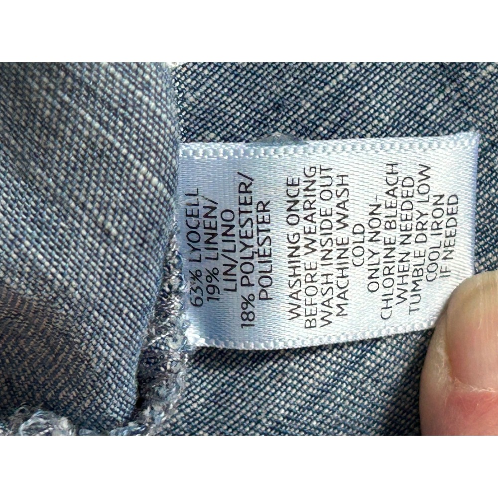 Loft Softened Shirt Womens Small Blue Denim Lyocell Linen Long Sleeve - Picture 6 of 9